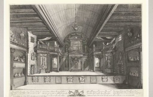 Stage of the new theatre in Amsterdam, 1637