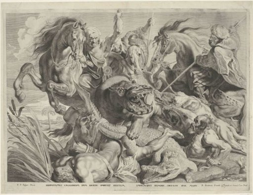 Hippopotamus and Crocodile Hunt