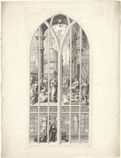 Stained-Glass Window 5 in the St. John's Church, Gouda: The Visit of the Queen of Sheba to Solomon