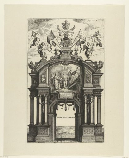 Triumphal Arch at the Abbey of St. Michael (front side); Entry of Ferdinand into Antwerp in 1635 (no. 37)