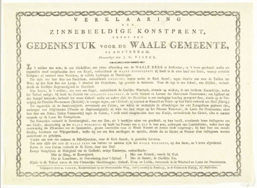 Explanation of the Emblematic Print, Being a Memorial for the Walloon Congregation in Amsterdam