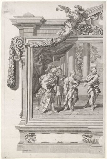 A king presents his son, left part