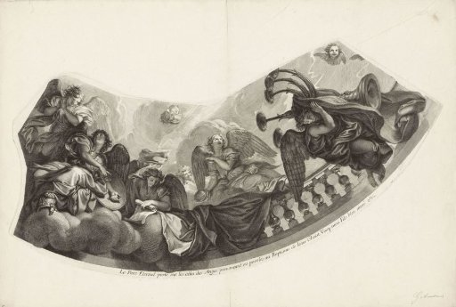 Ceiling painting of the chapel of Château de Sceaux with angels holding various attributes (plate 2)