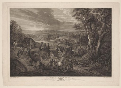 Landscape with people on foot and horseback on their way to a market