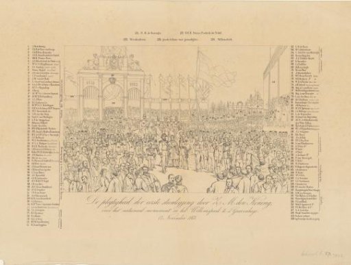 Explanation of the print 'The Laying of the First Stone of the National Monument'