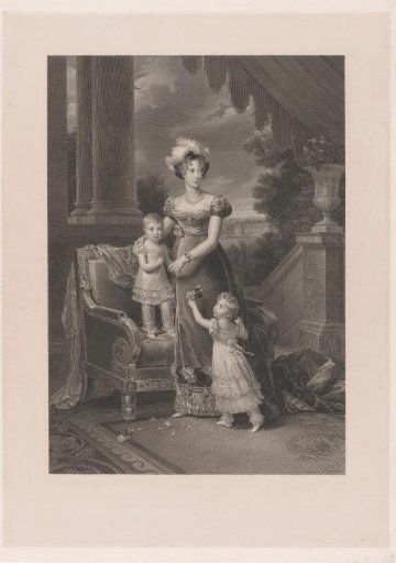 Portrait of Maria Carolina Bourbon-Sicily with her two children