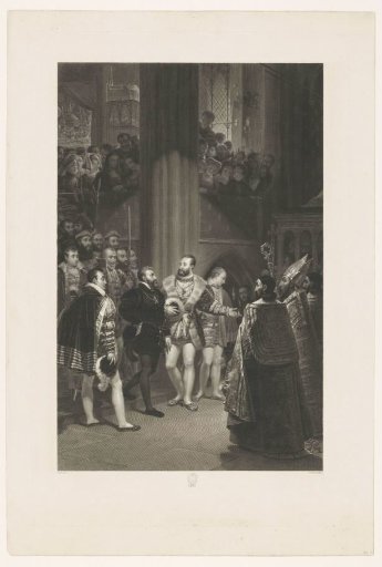 Francis I of France and Emperor Charles V visiting the church of Saint-Denis