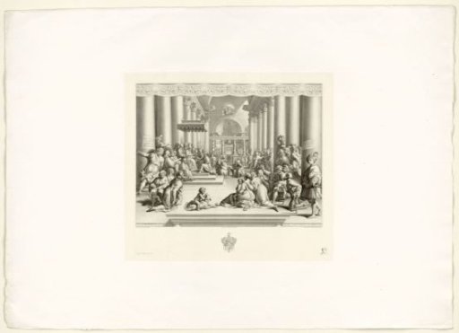 Church Interior with a Crowd Around a Bishop