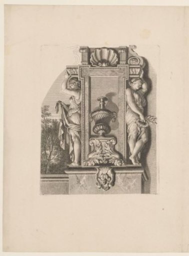 Ceiling painting with two caryatids