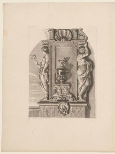 Ceiling painting with two caryatids