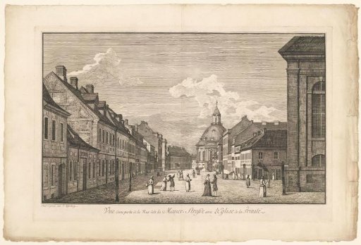 View of the Mauerstrasse with the Trinity Church in Berlin