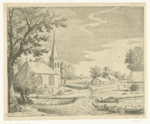 Gravediggers in front of a church