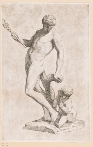 Statue of Mercury with a putto at his feet