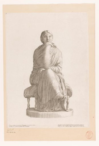 Statue of a seated woman wrapped in drapery