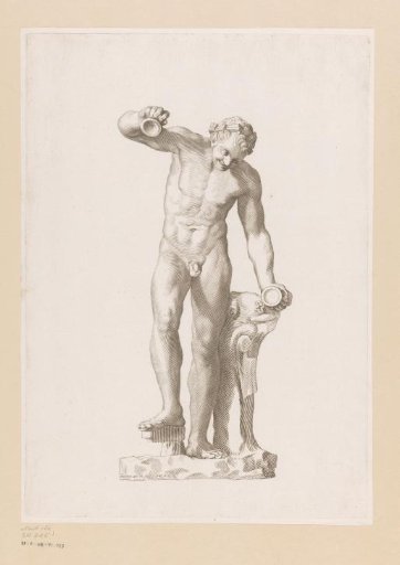 Statue of a faun with cymbals