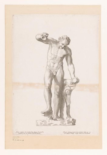 Statue of a faun with cymbals
