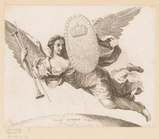 Female figure with wings and coat of arms of Jules Mazarin