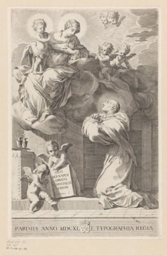 St. Bernard kneeling before an apparition of Mary with Child