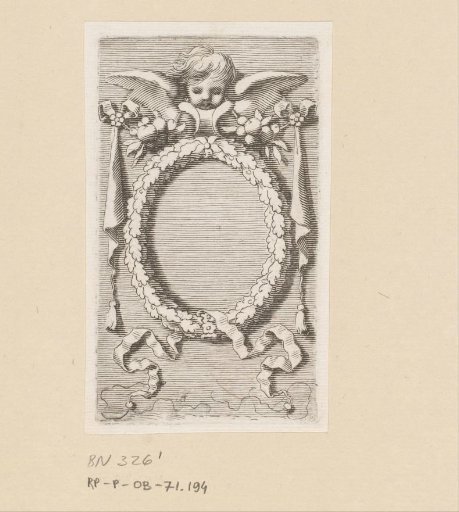 Ornamental frame with cherub