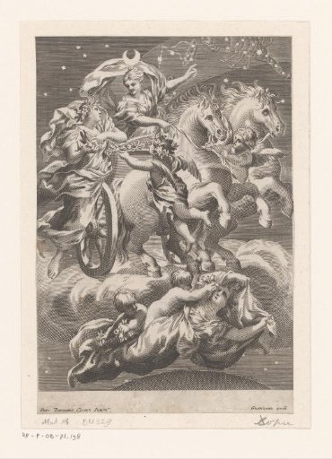 Personification of the Moon in her chariot
