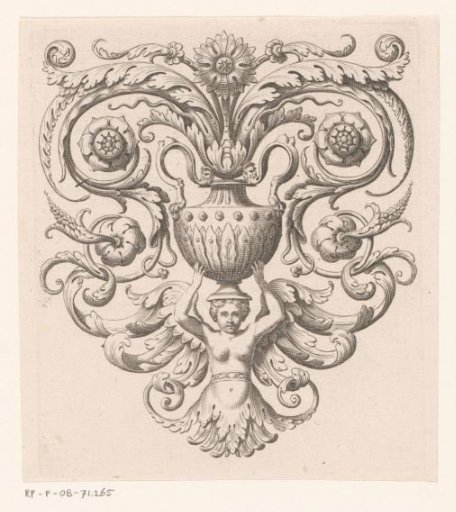 Cul-de-lampe with a woman with a vase on her head