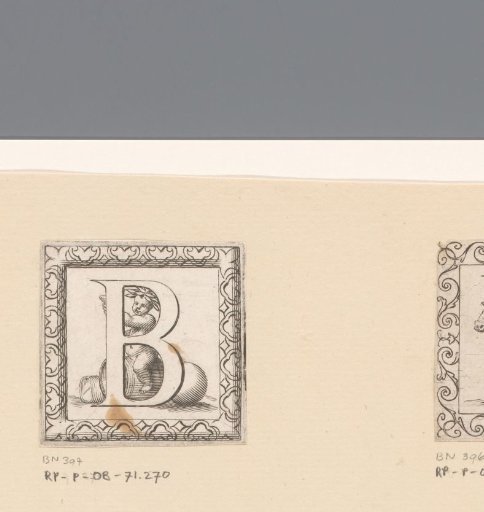 Letter B with a young bacchant
