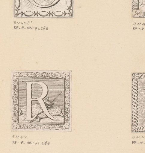 Letter R with a crown and scepter on a cushion