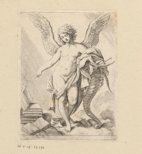 Standing angel with a stack of books