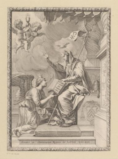 Allegory of Faith giving a book to an angel