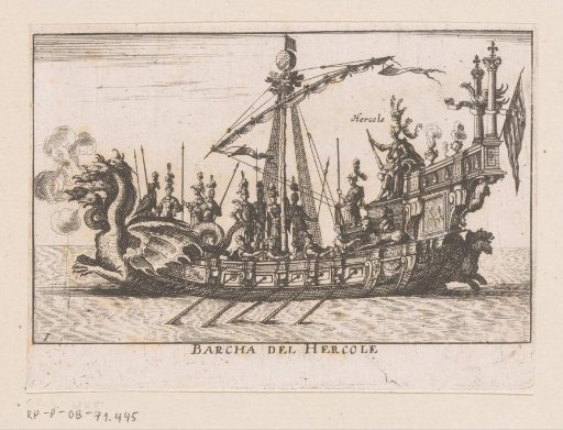 Ship with Hercules on the stern
