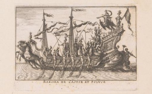 Ship with Castor, Pollux and Leda and the swan