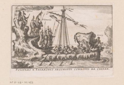 Ship made of volcanic rock with Ceres and Argonauts