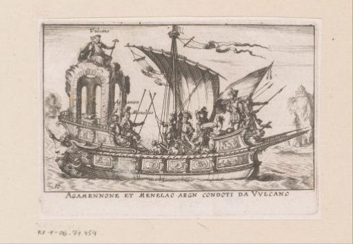 Ship with Agamemnon and Menelaus with Vulcan on the stern