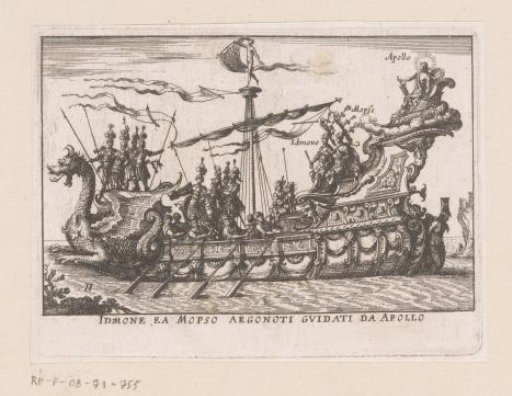 Ship with Idmon and Mopsus with Apollo on the stern