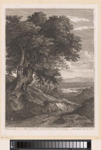 Landscape with two figures on a path by a tree