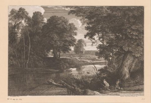 Wooded landscape with a duck hunt