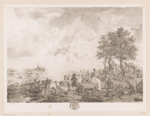 Landscape with horse traders at a market