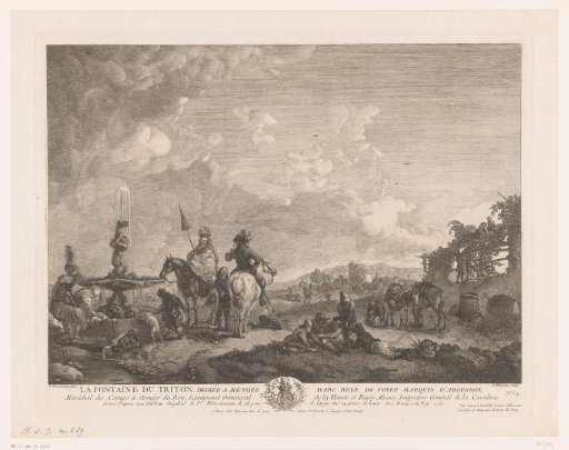 Landscape with figures by a fountain