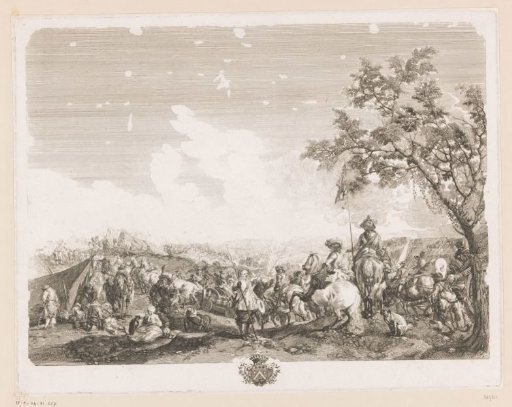 Soldiers and officers in a military camp