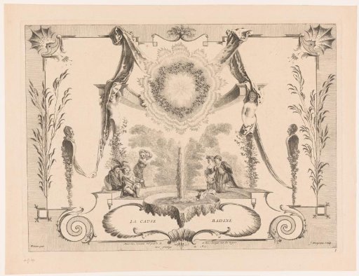 Design for a wainscoting with children in a garden