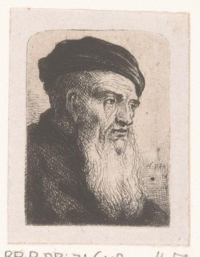 Head of a man with beard and cap