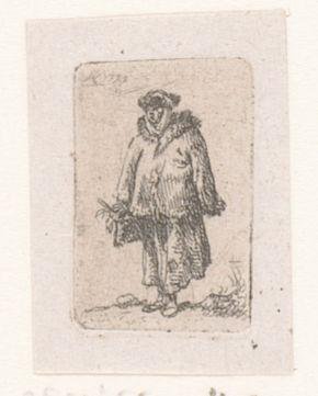 Woman with fur cap and basket