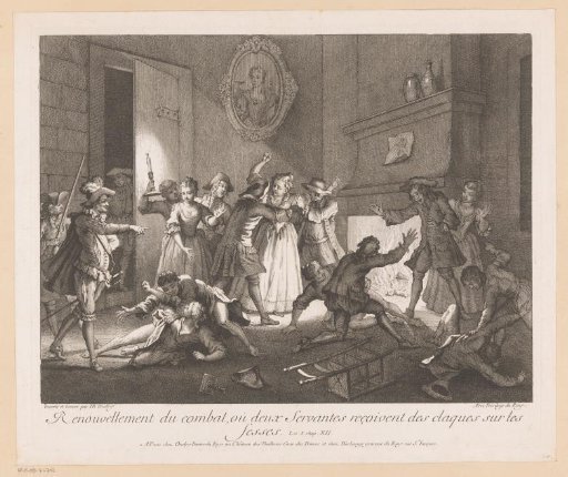 Interior with a Group of Fighting People