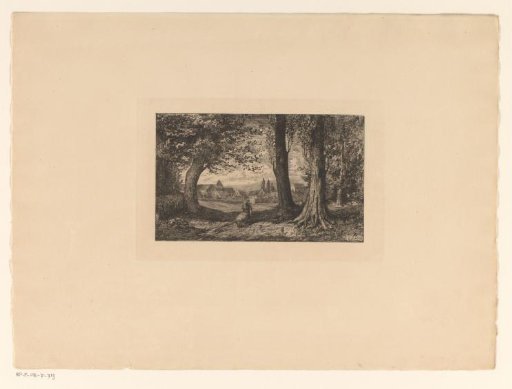Woman with Wheelbarrow on Forest Path