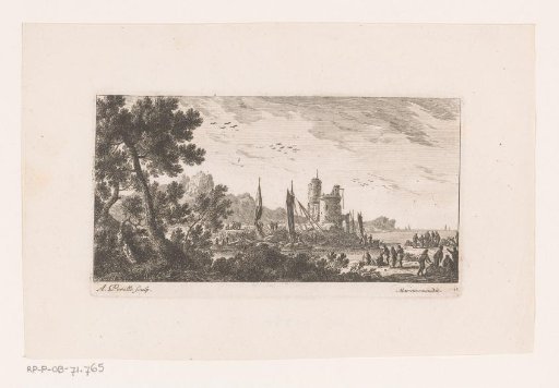 Coastal view with boats near a tower