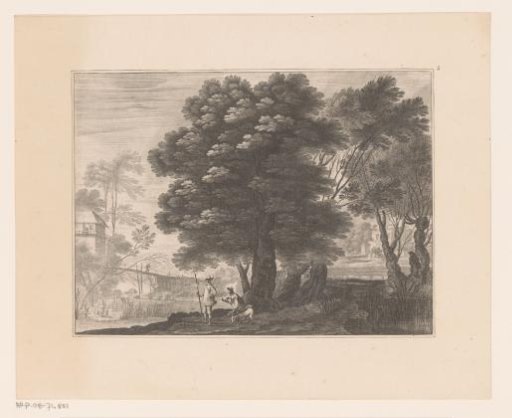 Landscape with two men and dogs