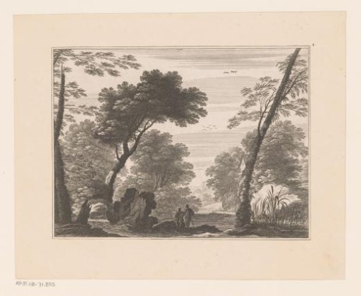 Forest landscape with two men