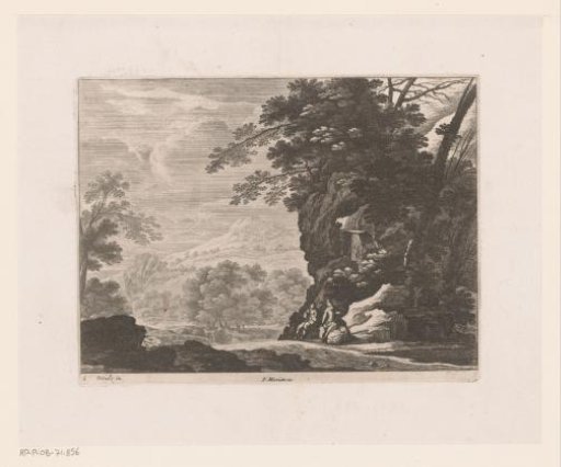 Hilly landscape with resting travellers