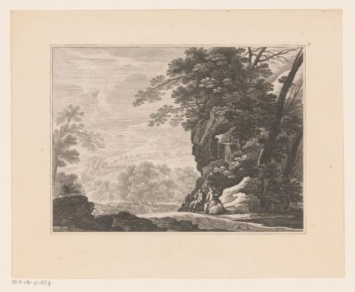 Hilly landscape with resting travellers