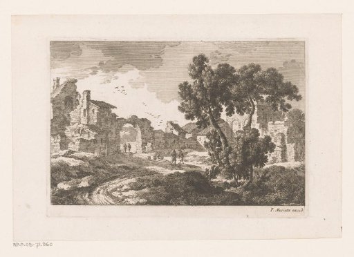 Figures on the road to the ruins